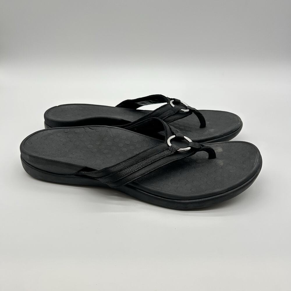 Vionic Women's Tide Aloe Toe Post Sandals Women Size 12 silver Hardware Comfort